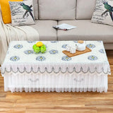 Yeknu New Pastoral Lace edge Rectangular Coffee Table Cover Dustproof Antiskid Tablecloth Home Wedding Decoration dinning Table cloth