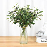 Yeknu 1/3pcs Artificial Olive Leaves Tree Branch Green Plant with Fruit for Home Garden Vase Decoration Wedding Bouquet Silk Flowers