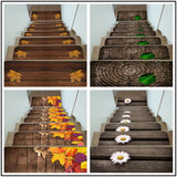 Yeknu Leaf Plank Pattern Non-Slip Security Stair Mat Tread Mute Self-Adhesive Indoor Floor Mats For Home Bedroom Door