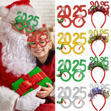 Yeknu Christmas Photo Props Glasses Frame Headband Children Adult New Year Headwear Christmas Party Decoration Navidad Gift