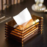 Yeknu Acrylic Tissue Box Creative Tissue Storage Box Three-dimensional Napkin Holder Coffee Table Paper Drawer Home Decoration