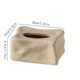 Yeknu Beige Tissue Box Hollow Out  Tissue Box Modern Art Paper Towel Box Napkin Holder for Living Room Coffee Table