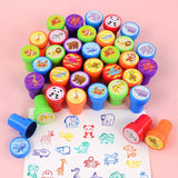 Yeknu 10pcs Cartoon Animal Unicorn Self-ink Stamps Toy Kids Birthday Party Favors Goodie Bag Pinata Fillers Boy Girl Christmas Gift