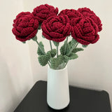 Yeknu 1PC Modern Elegance Simulation Flower Home Decoration Dining Table Knitted Rose Single Bouquet Wedding Artificial Flower