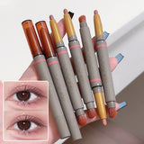 Yeknu Double Ended Silky Matte Eye Shadow Stick Rose Brown Glitter Nude Eyeshadow Pen With Eye Shadow Halo Dye Brush 2 in 1