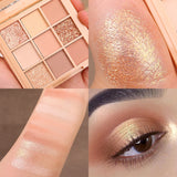 Yeknu 9 Colors Glitter Eyeshadow Palette Waterproof Long Lasting Shimmer Eye Pigment Matte Nude Eye Shadow Powder Daily Eye Cosmetics