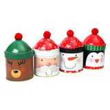 Yeknu Christmas Candy Storage Box Tin Metal Jar Cookie Biscuit Packing Box Christmas Party Decoration Supplies New Year Kids Gift