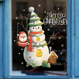 Yeknu Christmas Window Stickers Santa Claus Xmas Tree Cartoon Glass Decal Merry Christmas New Year Holiday Decorations for Home