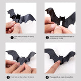 Yeknu 16pcs Halloween 3D Black Bat Wall Stickers Removable Halloween DIY Wall Decal Halloween Party Decoration Horror Bats Stickers