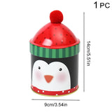 Yeknu Christmas Candy Storage Box Tin Metal Jar Cookie Biscuit Packing Box Christmas Party Decoration Supplies New Year Kids Gift