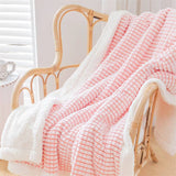 Yeknu Modern Simple Plaid Double-Layer Lambswool Blanket Office Lunch Break Warm Blanket Home Sofa Thickened Soft Shawl Blanket