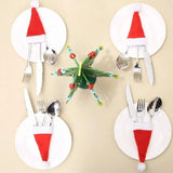 Yeknu Merry Christmas Christmas Tableware Bag Holder Christmas Hat Fork Knife Cutlery Bag Christmas Decorations for Home