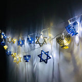 Yeknu 1.65M 10LED Judaism Mogen David Star Lights String Hanukkah Shavuot Jewish the Feast of the Dedication Menorah Party Supplies