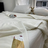 Yeknu Korean Ins Bedding Set, Luxury Quilt Cover, Pillowcase Flat Bed Sheets, Simple Girl Princess Ruffle Home Textiles