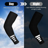 Yeknu 2Pcs Summer Outdoor Sun Protection Arm Sleeves Quick-drying Breathable Night Running Cycling Reflective Ice Silk Sleeves