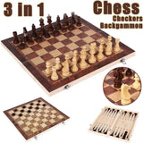 Yeknu 3 in 1 Foldable International Chess, Folding Wooden Portable Chess Game Board, Wooden Chess Board for Adults High-end Gift