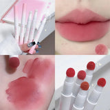 Yeknu Matte Lip Mud Air Cushion Lips Cream Brick Red Lip Glaze Powder  Lipstick Pen Non-Stick Cup Female Lip Tint Korean Makeup