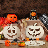 Yeknu 6Pcs Wooden Pumpkin Hanging Crafts Carton Funny Face Ornament For Halloween Party Home Decorations Kids DIY Painting Gifts