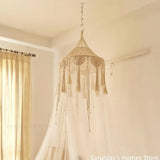 Yeknu Handmade Macrame Lampshade  Tapestry  Bed Curtain Bohemia Tapestry Wall Hanging Tassel Pendant Artistic  Boho Decor