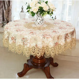 Yeknu European Style Round Tablecloth, Elegant Lace Tablecloth, Dining Table Cloth, Kitchen Table Cover, Decorative Towel