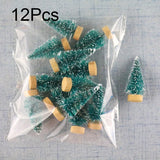 Yeknu 12Pcs Mini Christmas Tree Ornament Small Artificial Pine Sisal Snow Landscape Xmas Trees Christmas Tabletop Navidad Decor Gifts