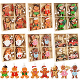 Yeknu Christmas Wooden Pendants Gingerbread Man Gnomes Xmas Tree Hanging Oranment Noel Navidad Decorations for Home New Year Gift