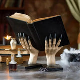 Yeknu Halloween Hand Book Stand Resin Statue Bookshelf Scary Party Tabletop Home Decoration Witch Book Holder Bookcase Bedroom Desk