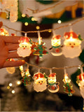 Yeknu Christmas Lights String Santa Claus Snowman Battery-operated Garland LED Christmas Decorative Light Party New Year's Decor