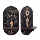 Yeknu Crystal Black Sun Crystal Display Magic Bohemian Style Hand-Held Witch Supplies Wooden Pendants Pastoral Style Crystal Frame