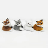 Yeknu Mini Plush Simulation Fox Squatting Fox Model Home Decoration Crafts Static Stuffed Plush Fox Doll Animal Figurine Party Gifts