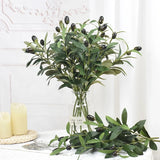 Yeknu 1/3pcs Artificial Olive Leaves Tree Branch Green Plant with Fruit for Home Garden Vase Decoration Wedding Bouquet Silk Flowers