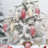 Yeknu 5Pcs Christmas Painted Pine Cone Balls Hanging Pendants Merry Christmas Tree Decoration for Home Xmas Ornament Gift Navidad