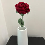 Yeknu 1PC Modern Elegance Simulation Flower Home Decoration Dining Table Knitted Rose Single Bouquet Wedding Artificial Flower