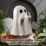 Yeknu Halloween Middle Finger Ghost Decoration Cute Ghost Statue For Home Fireplace Decor Smooth Body Enhance Festive Atmosphere