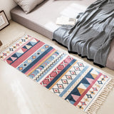 Yeknu Luxurious Bohemian style cotton linen soft carpet handmade tassel carpet living room bedside mat