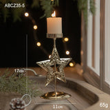 Yeknu Christmas Golden Wrought Iron Candlestick Star Elk Christmas Tree Candle Holder Merry Christmas New Year Table Decoration