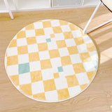 Yeknu Minimalist Checkered Carpet Bedroom Bedside Rug Living Room Study Carpets Antiskid Thickening Rugs Round Lattice Carpet Tapis IG