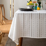 Yeknu White Hollow Lace Tablecloth Simplehem Pastoral Cotton and Linen Rectangle Household Table Cloth Round Coffee lilac Table cover