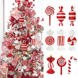 Yeknu 3/6Pcs Big Christmas Lollipop Red Candy Cane Pendant Xmas Tree Hanging Ball Ornament 2024 Christmas Decoration For Home New Year