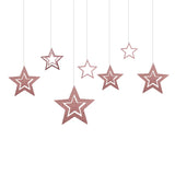 Yeknu Rose Gold Hollow Star Paper Garlands Banner Hanging for Wedding Christmas Decorations Kids Birthday Party Supplies Baby Shower