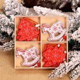 Yeknu 12/9Pcs Christmas Wooden Pendant Snowflake Xmas Tree Hanging Ornaments Christmas Decorations for Home Navidad Gift New Year