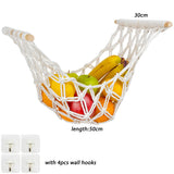 Yeknu Hand-Woven Macrame Vegetable Hammock Net Under Cabinet Fruit Hanging Basket Kitchen Storage Organizer Hanging MiniTapestry Decor