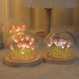 Yeknu Artificial Tulip Flower Night Light Ornaments Handmade DIY Bedside LED Night Lamp Bedroom Desk Decor Birthday Gifts Table Lamp