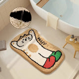 Yeknu Cute Tufting Cat Dog Bathroom Mat Cartoon Bathmat Rug Carpet Entrance Doormat Floor Anti Slip Pad Aesthetic Home Decor 40x70cm