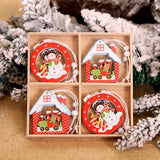 Yeknu 12/9Pcs Christmas Wooden Pendant Snowflake Xmas Tree Hanging Ornaments Christmas Decorations for Home Navidad Gift New Year