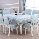 Yeknu Lace Flower Table Skirt with Jacquard Pattern Rectangle Table Cloth Anti-skid Double Vertical Edge Hous Dining Table Clothes