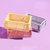 Yeknu Plastic Foldable Storage Crate Folding Box Basket Stackable Cute Makeup Jewellery Toys Boxes for Storage Box Organizer Portable