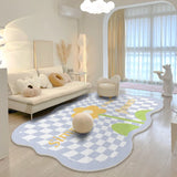 Yeknu Carpet for Living Room Cute Plaid Home Decoration Large Area IG Coffee Tables Bedroom Plush Mat Cloakroom Fluffy Rug