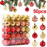 Yeknu 50Pcs/box 4cm Christmas Balls Ornament Xmas Tree Hanging Bauble Pendant 2024 Christmas Decoration for Home 2025 New Year Gifts