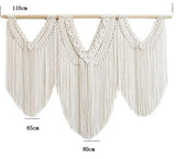 Yeknu Large Macrame Tapestry Hand Made Cotton Rope Tassel Pendant Wall Hanging Tapestry with Wooden Stick Hand-Woven Bohemia Tassel